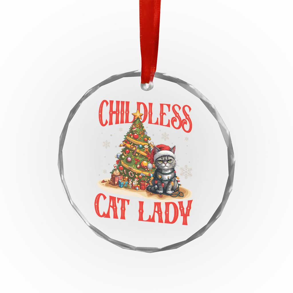 Xmas Childless Cat Lady Crystal Glass Ornament Funny Cat Christmas Light Tree TS09