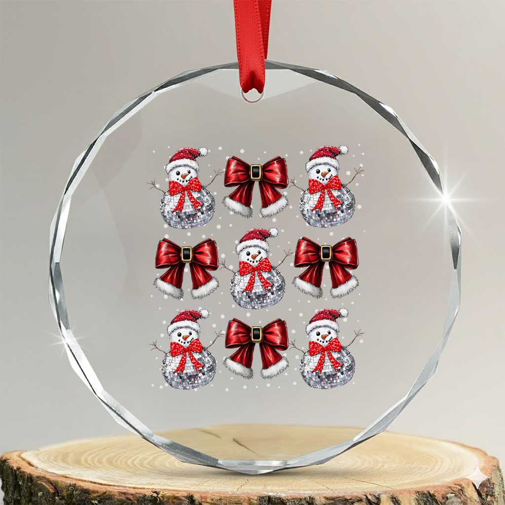 Xmas Coquette Crystal Glass Ornament Girly Xmas Disco Snowman Bow TS10
