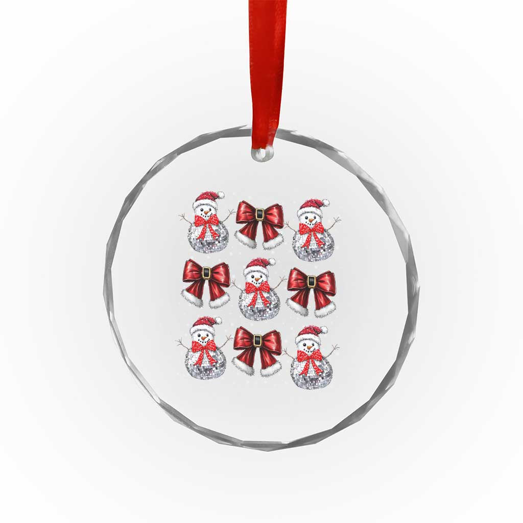 Xmas Coquette Crystal Glass Ornament Girly Xmas Disco Snowman Bow TS10