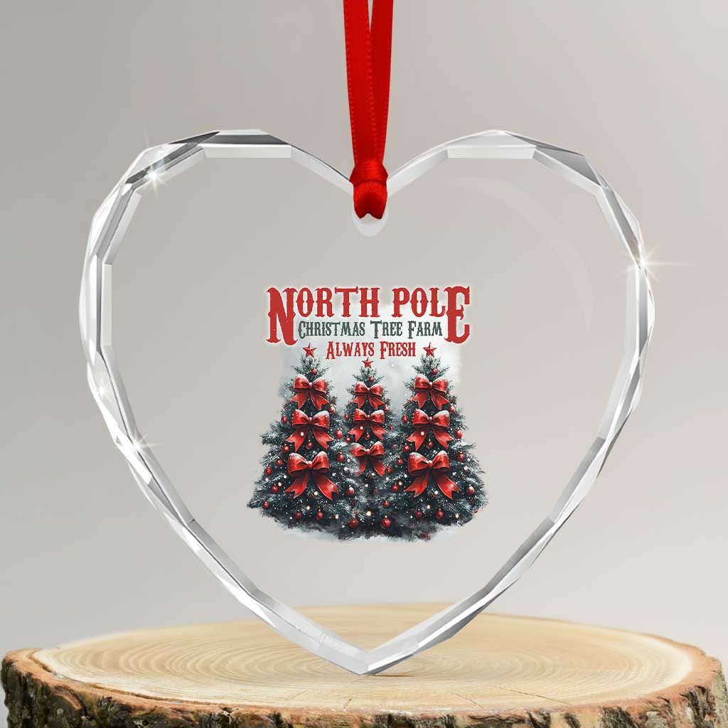 Xmas Coquette Heart Crystal Glass Ornament North pole Christmas Tree Farm Always Fresh - Wonder Print Shop
