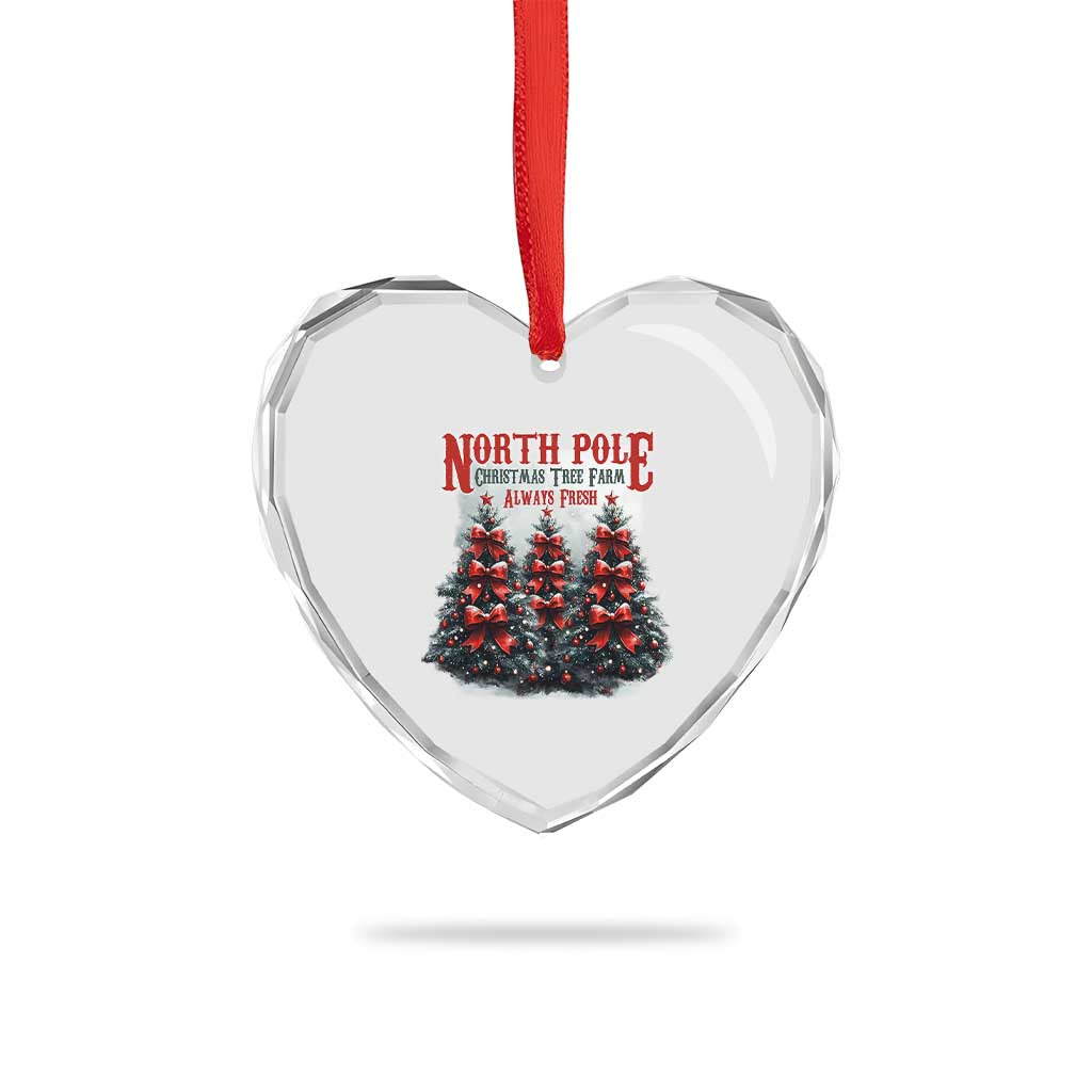 Xmas Coquette Heart Crystal Glass Ornament North pole Christmas Tree Farm Always Fresh - Wonder Print Shop