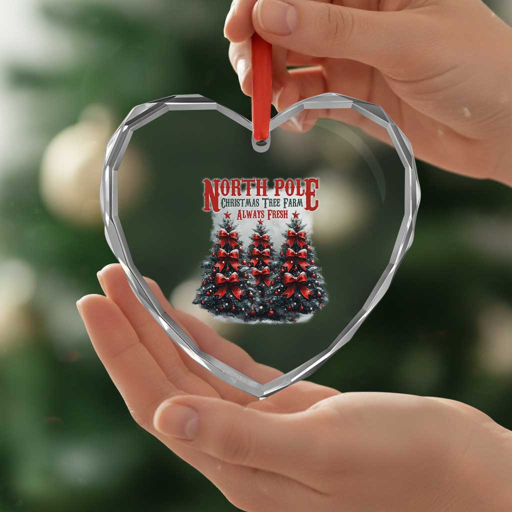 Xmas Coquette Heart Crystal Glass Ornament North pole Christmas Tree Farm Always Fresh - Wonder Print Shop