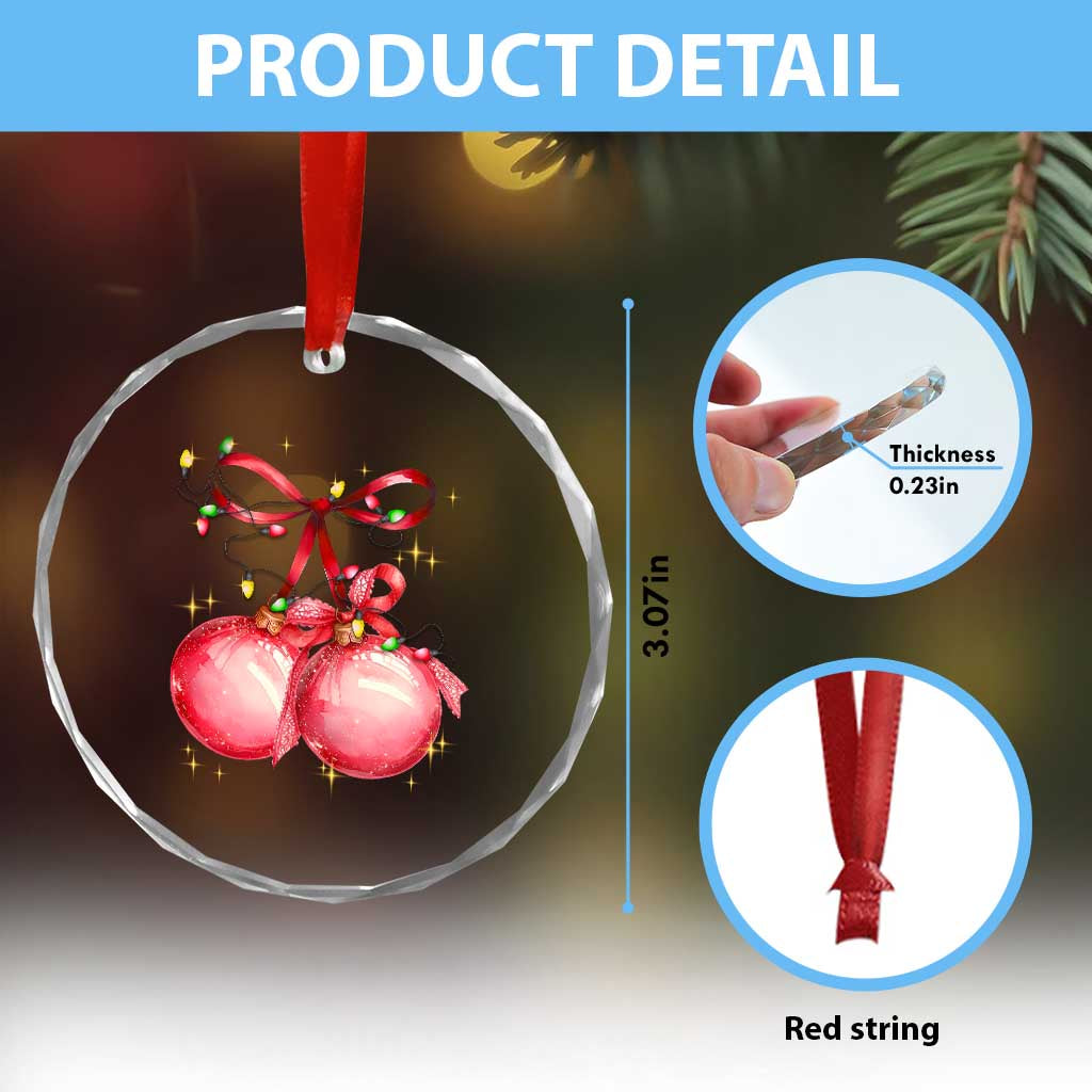 Xmas Coquette Pink Baubles Bow Crystal Glass Ornament TS11