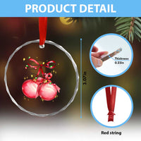 Xmas Coquette Pink Baubles Bow Crystal Glass Ornament TS11