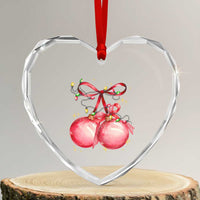 Xmas Coquette Pink Baubles Bow Heart Crystal Glass Ornament - Wonder Print Shop