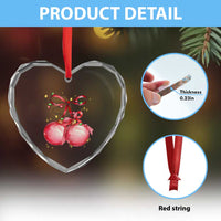 Xmas Coquette Pink Baubles Bow Heart Crystal Glass Ornament - Wonder Print Shop