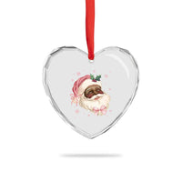 Xmas Coquette Pink Black Santa Bow Heart Crystal Glass Ornament - Wonder Print Shop