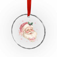 Xmas Coquette Pink Santa Bow Crystal Glass Ornament - Wonder Print Shop