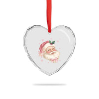 Xmas Coquette Pink Santa Bow Heart Crystal Glass Ornament - Wonder Print Shop