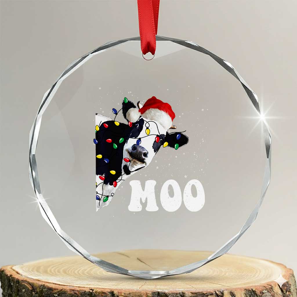 Xmas Cow Crystal Glass Ornament Funny Cow Lover Xmas Gift Farm TS10
