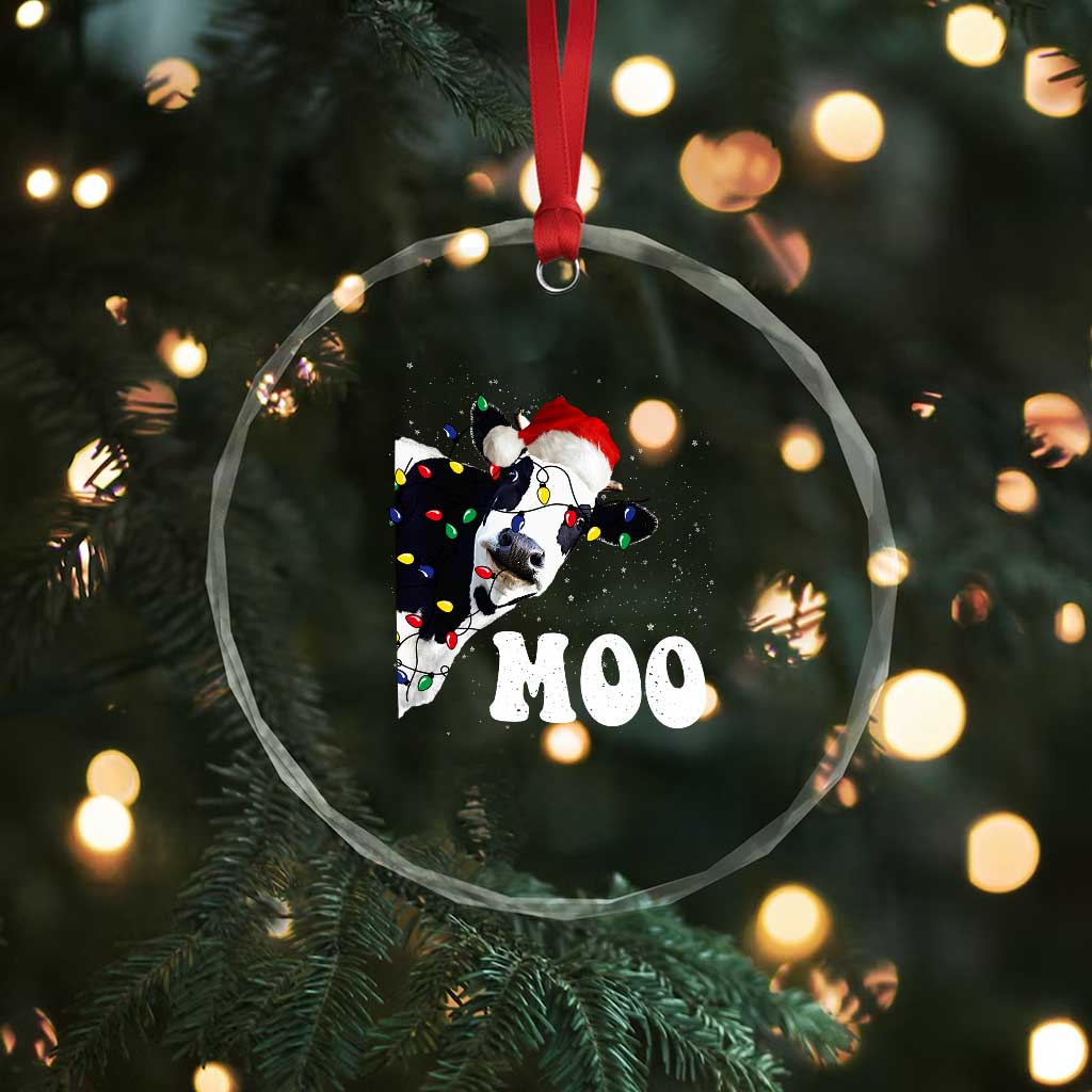 Xmas Cow Crystal Glass Ornament Funny Cow Lover Xmas Gift Farm TS10