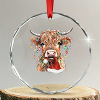 Xmas Cow Crystal Glass Ornament Highland Cow Lights Santa Hats Farm Xmas TS10