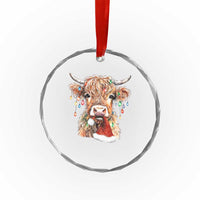 Xmas Cow Crystal Glass Ornament Highland Cow Lights Santa Hats Farm Xmas TS10