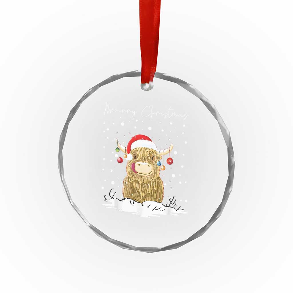 Xmas Cow Crystal Glass Ornament Scottish Highland Cow Moo-rry Christmas TS10