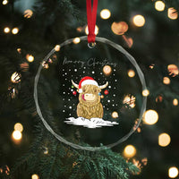 Xmas Cow Crystal Glass Ornament Scottish Highland Cow Moo-rry Christmas TS10