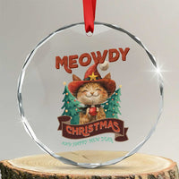 Xmas Cowboy Cat Crystal Glass Ornament Meowdy Christmas And Happy Mew Year TS09