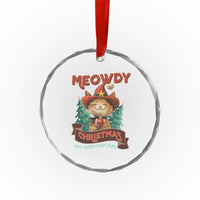 Xmas Cowboy Cat Crystal Glass Ornament Meowdy Christmas And Happy Mew Year TS09