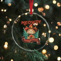 Xmas Cowboy Cat Crystal Glass Ornament Meowdy Christmas And Happy Mew Year TS09