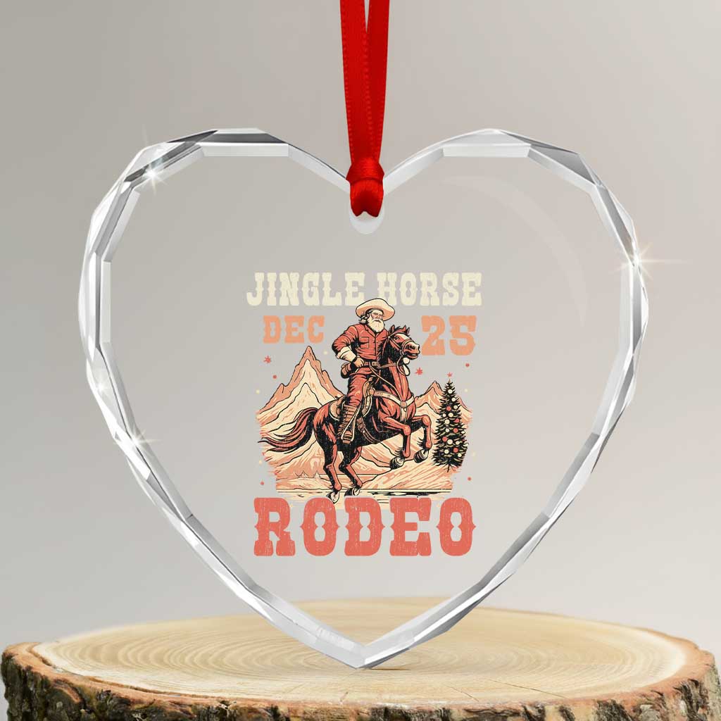 Xmas Cowboy Heart Crystal Glass Ornament Vintage Jingle Horse Rodeo Funny Howdy Western - Wonder Print Shop