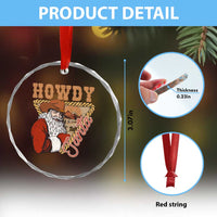 Xmas Cowboy Santa Crystal Glass Ornament Howdy Santa Vintage Western TS09