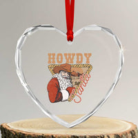 Xmas Cowboy Santa Heart Crystal Glass Ornament Howdy Santa Vintage Western - Wonder Print Shop