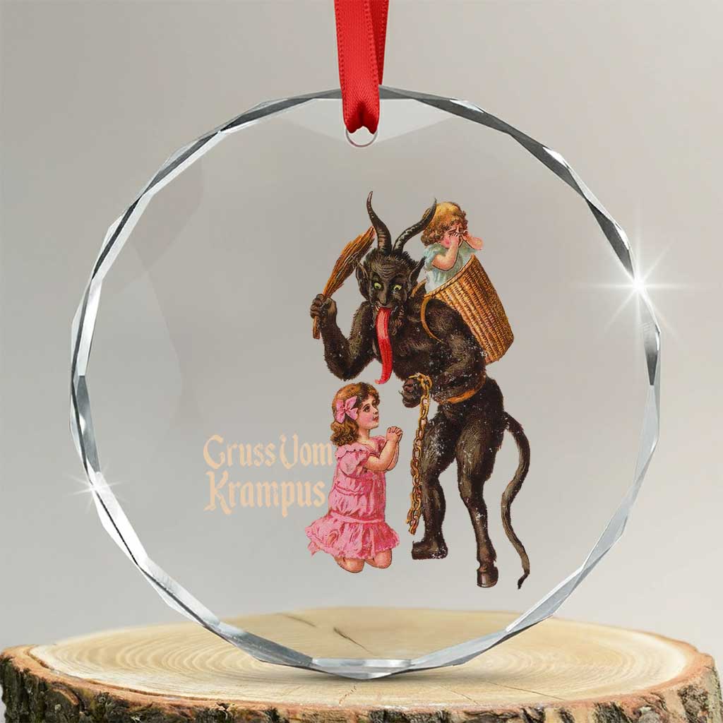 Xmas Creepy Krampus Crystal Glass Ornament Greetings From Gruss Vom Krampus TS11