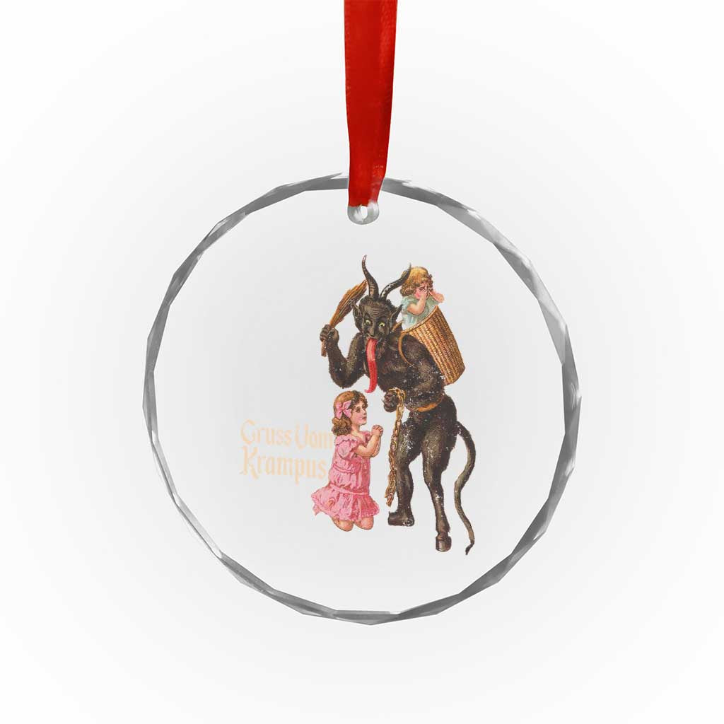 Xmas Creepy Krampus Crystal Glass Ornament Greetings From Gruss Vom Krampus TS11