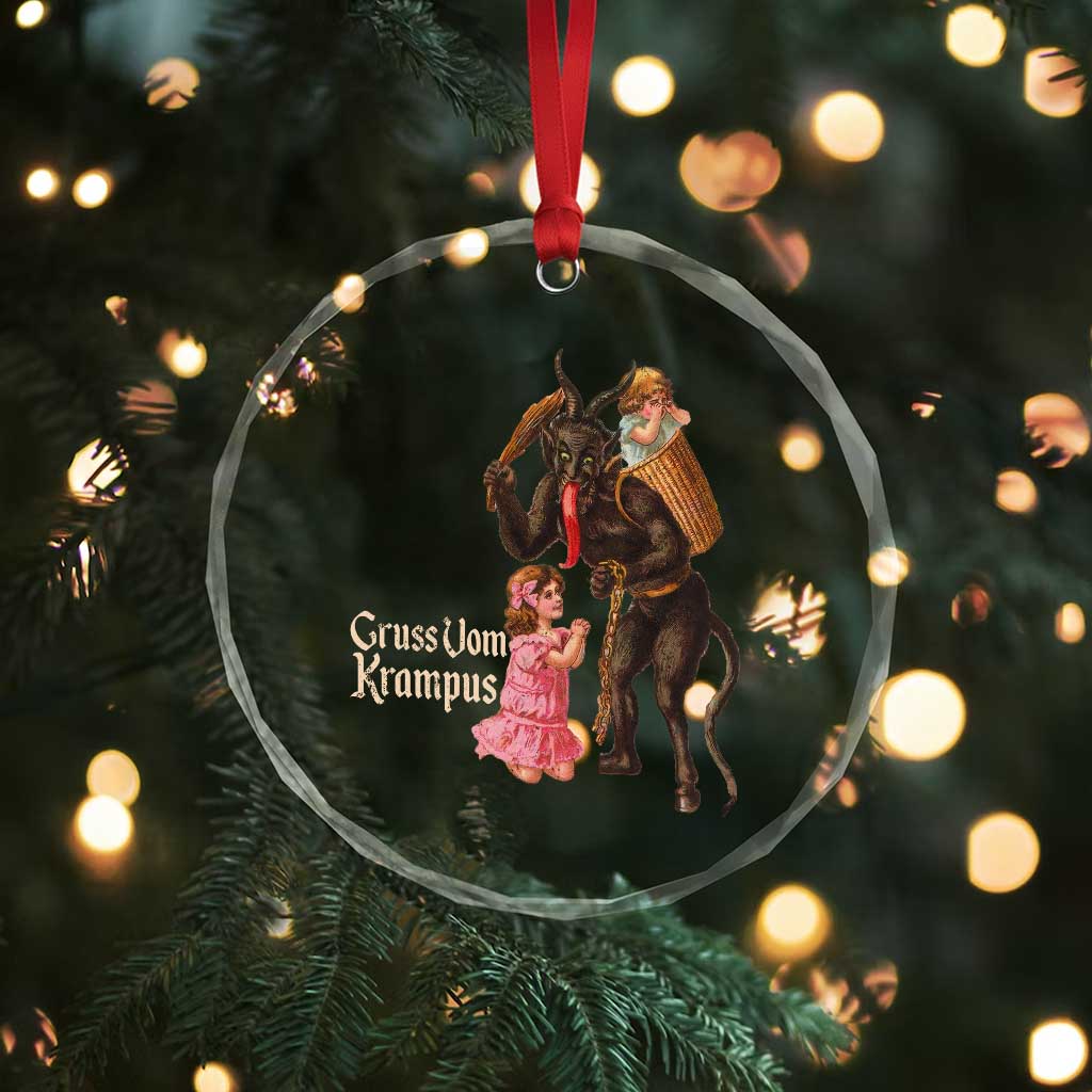 Xmas Creepy Krampus Crystal Glass Ornament Greetings From Gruss Vom Krampus TS11