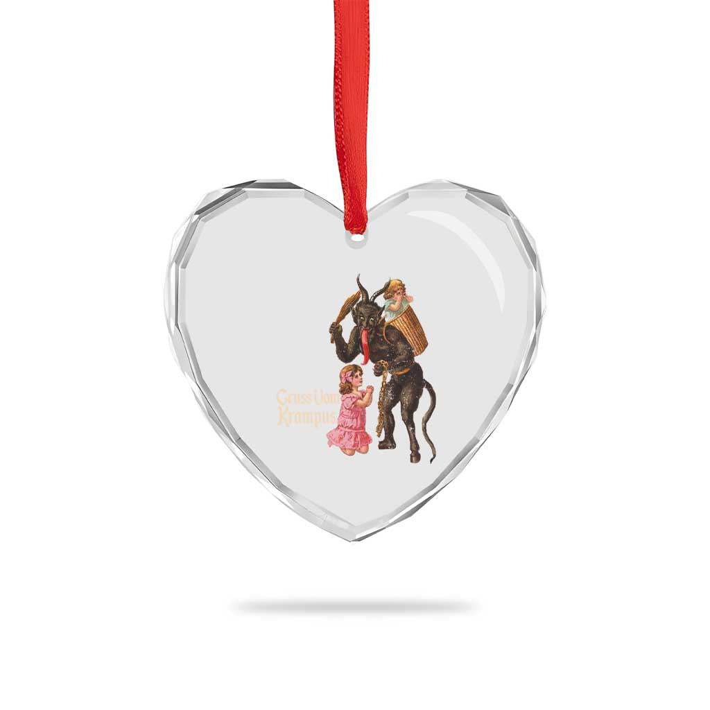 Xmas Creepy Krampus Heart Crystal Glass Ornament Greetings From Gruss Vom Krampus - Wonder Print Shop