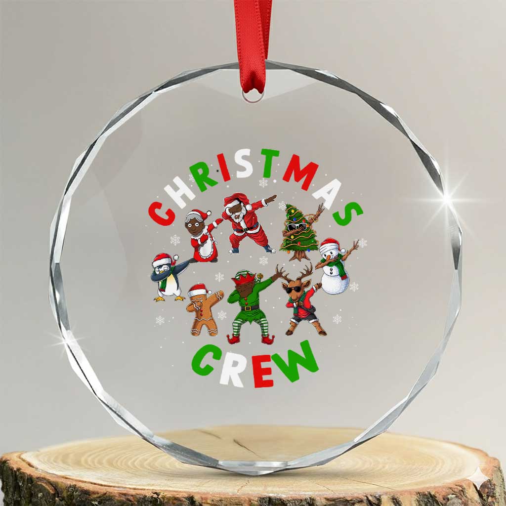 Xmas Crew Crystal Glass Ornament Black African American Santa Reindeer Snowman Dabbing TS09