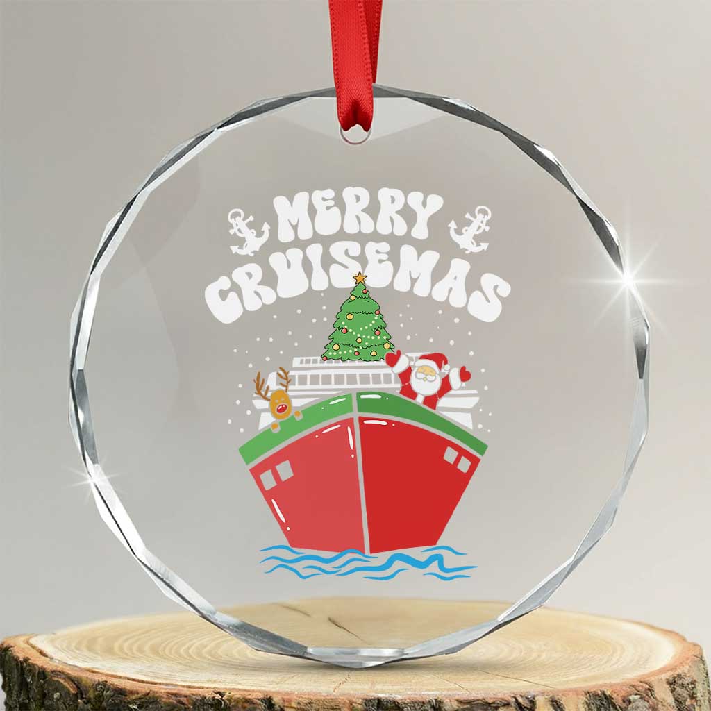Xmas Cruising Crystal Glass Ornament Family Christmas Holiday Santa Reindeer Cruise Ship TS09