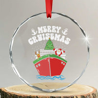 Xmas Cruising Crystal Glass Ornament Family Christmas Holiday Santa Reindeer Cruise Ship TS09