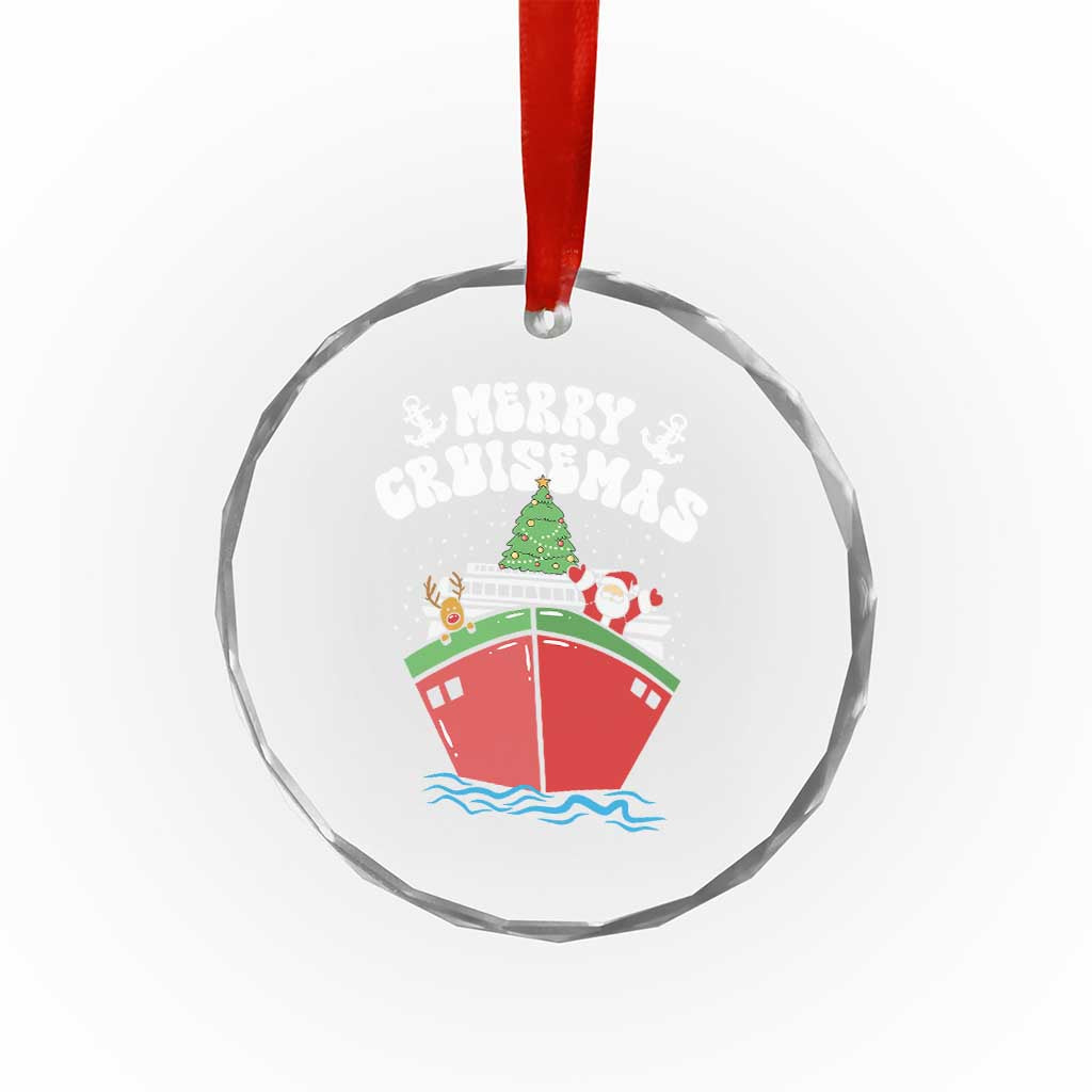 Xmas Cruising Crystal Glass Ornament Family Christmas Holiday Santa Reindeer Cruise Ship TS09