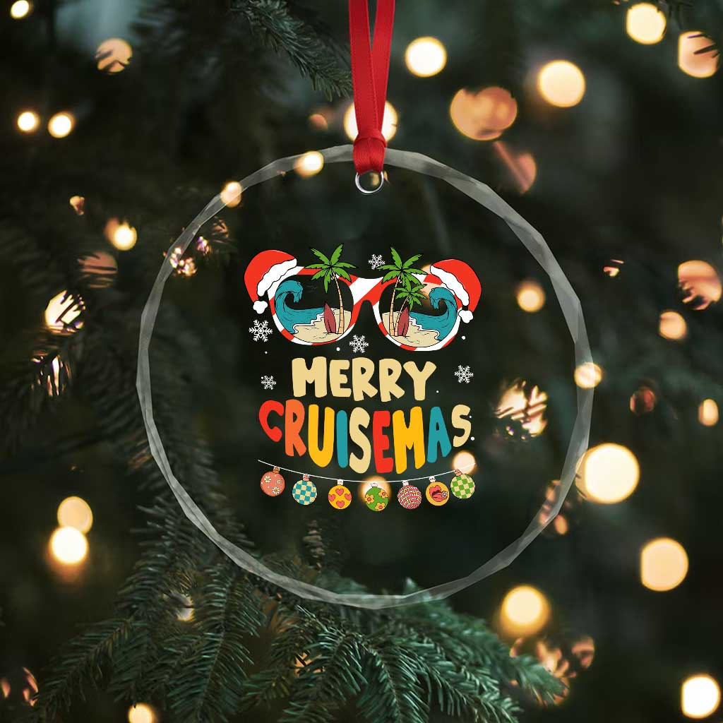 Xmas Cruising Crystal Glass Ornament Merry Cruisemas Palm Tree Sunglass Cruise TS09