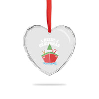Xmas Cruising Heart Crystal Glass Ornament Family Christmas Holiday Santa Reindeer Cruise Ship - Wonder Print Shop