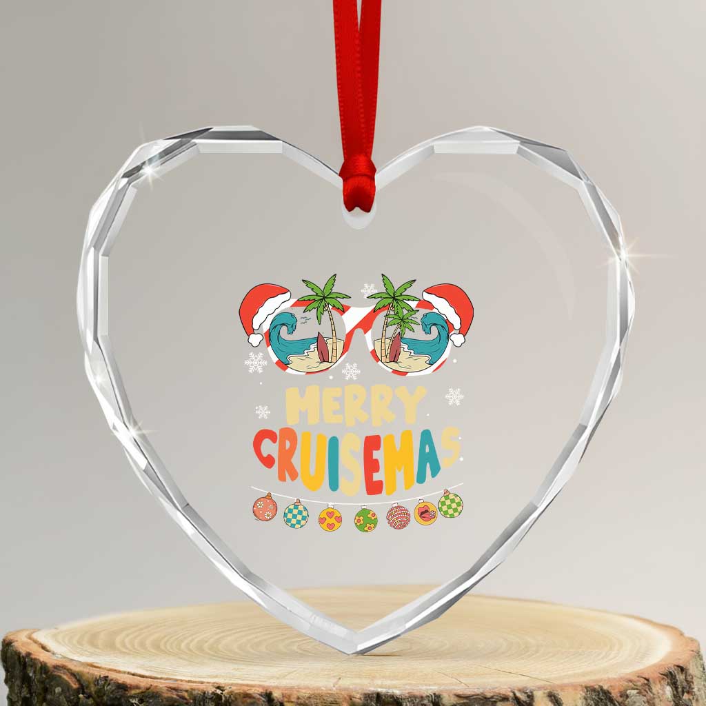 Xmas Cruising Heart Crystal Glass Ornament Merry Cruisemas Palm Tree Sunglass Cruise - Wonder Print Shop