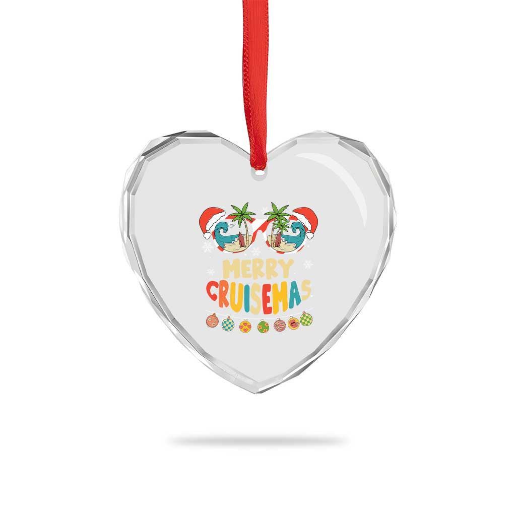 Xmas Cruising Heart Crystal Glass Ornament Merry Cruisemas Palm Tree Sunglass Cruise - Wonder Print Shop