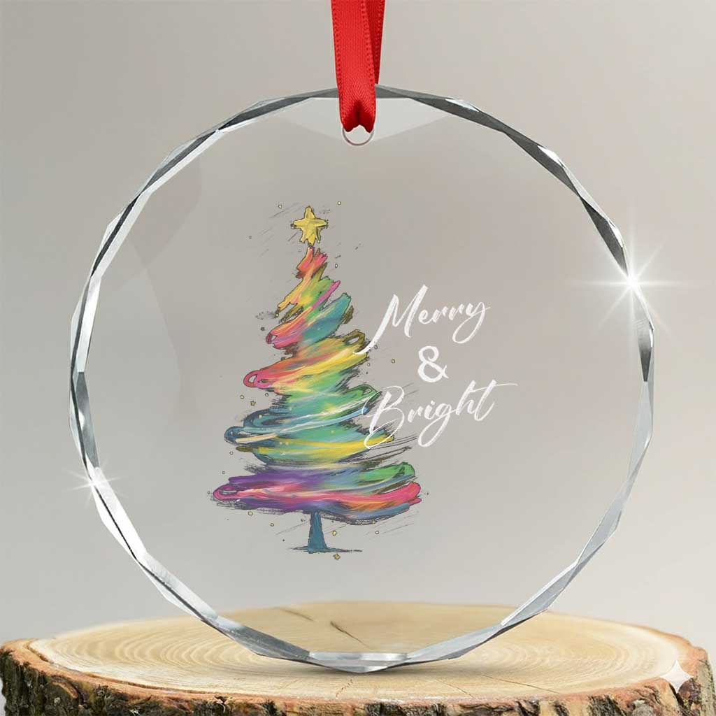 Xmas Crystal Glass Ornament Merry And Bright Colorful Xmas Tree TS11