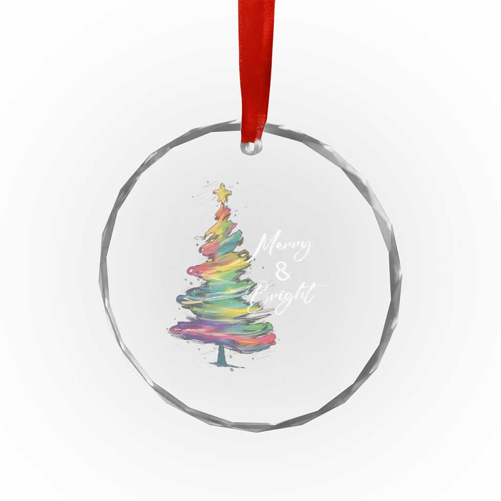 Xmas Crystal Glass Ornament Merry And Bright Colorful Xmas Tree TS11