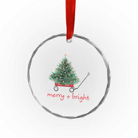 Xmas Crystal Glass Ornament Merry And Bright Retro Xmas Tree Wagon TS11