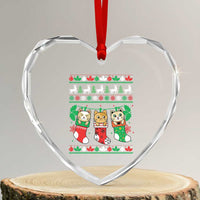 Xmas Cute Cat In Sock Merry Catmas Heart Crystal Glass Ornament - Wonder Print Shop