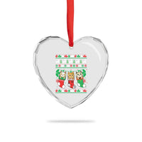 Xmas Cute Cat In Sock Merry Catmas Heart Crystal Glass Ornament - Wonder Print Shop