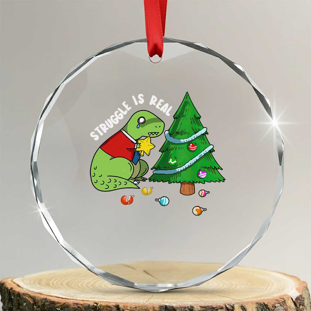 Xmas Cute Dinosaur Crystal Glass Ornament Struggle Is Real TS09