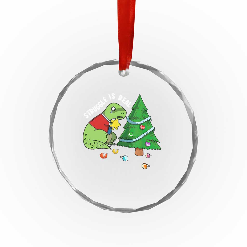 Xmas Cute Dinosaur Crystal Glass Ornament Struggle Is Real TS09