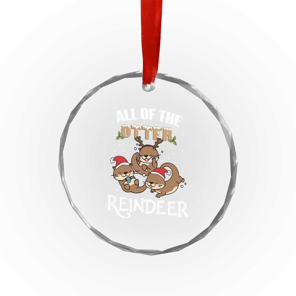 Xmas Cute Otter Crystal Glass Ornament All Of The Otter Reindeer TS09