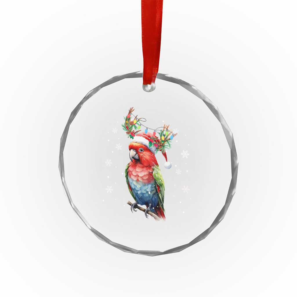 Xmas Cute Parot Reindeer Santa Hat Crystal Glass Ornament TS09