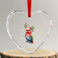 Xmas Cute Parot Reindeer Santa Hat Heart Crystal Glass Ornament - Wonder Print Shop