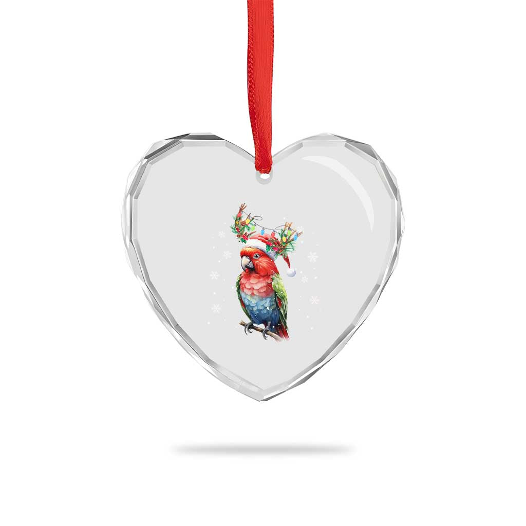 Xmas Cute Parot Reindeer Santa Hat Heart Crystal Glass Ornament - Wonder Print Shop