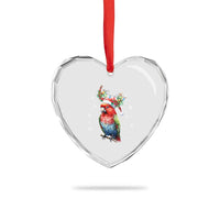 Xmas Cute Parot Reindeer Santa Hat Heart Crystal Glass Ornament - Wonder Print Shop