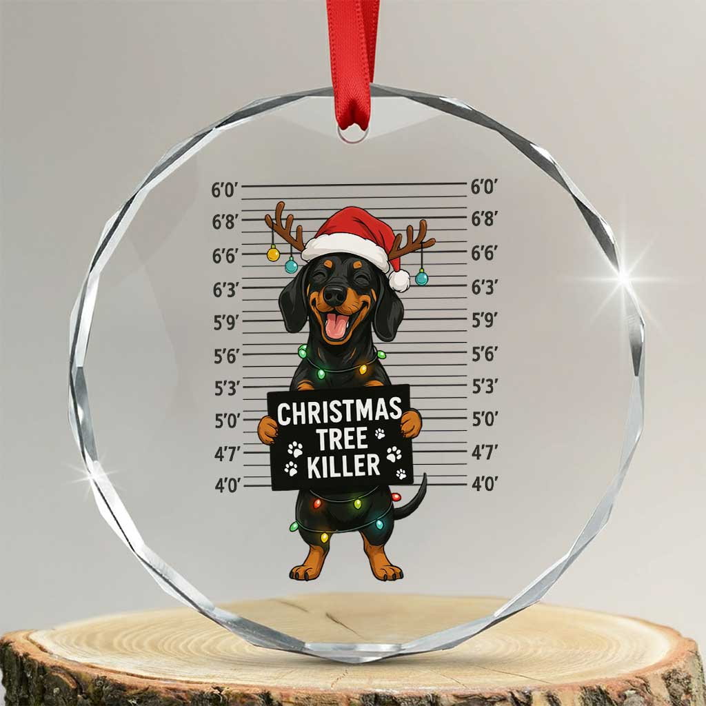 Xmas Dachshund Crystal Glass Ornament Funny Xmas Tree Killer TS12